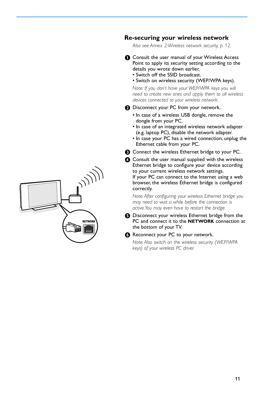 Philips 37PF9730/10 instruction manual Re-securing your wireless network 