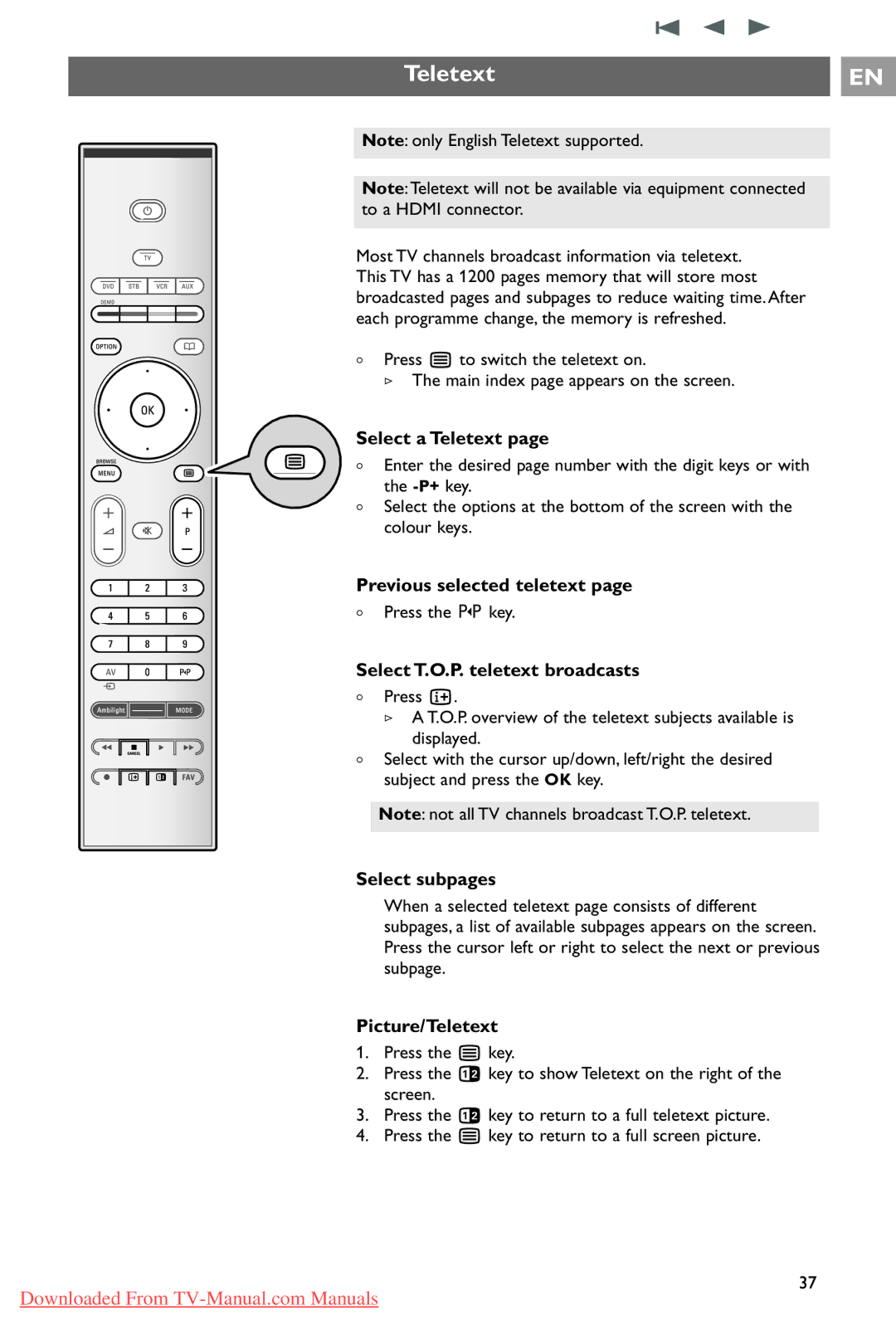 Philips 37PF9731/69 instruction manual Teletext 