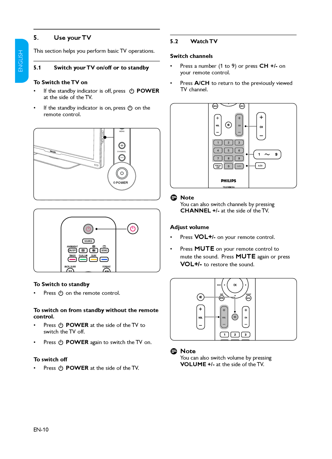 Philips 37PFL3403 user manual Use your TV, DD Note 