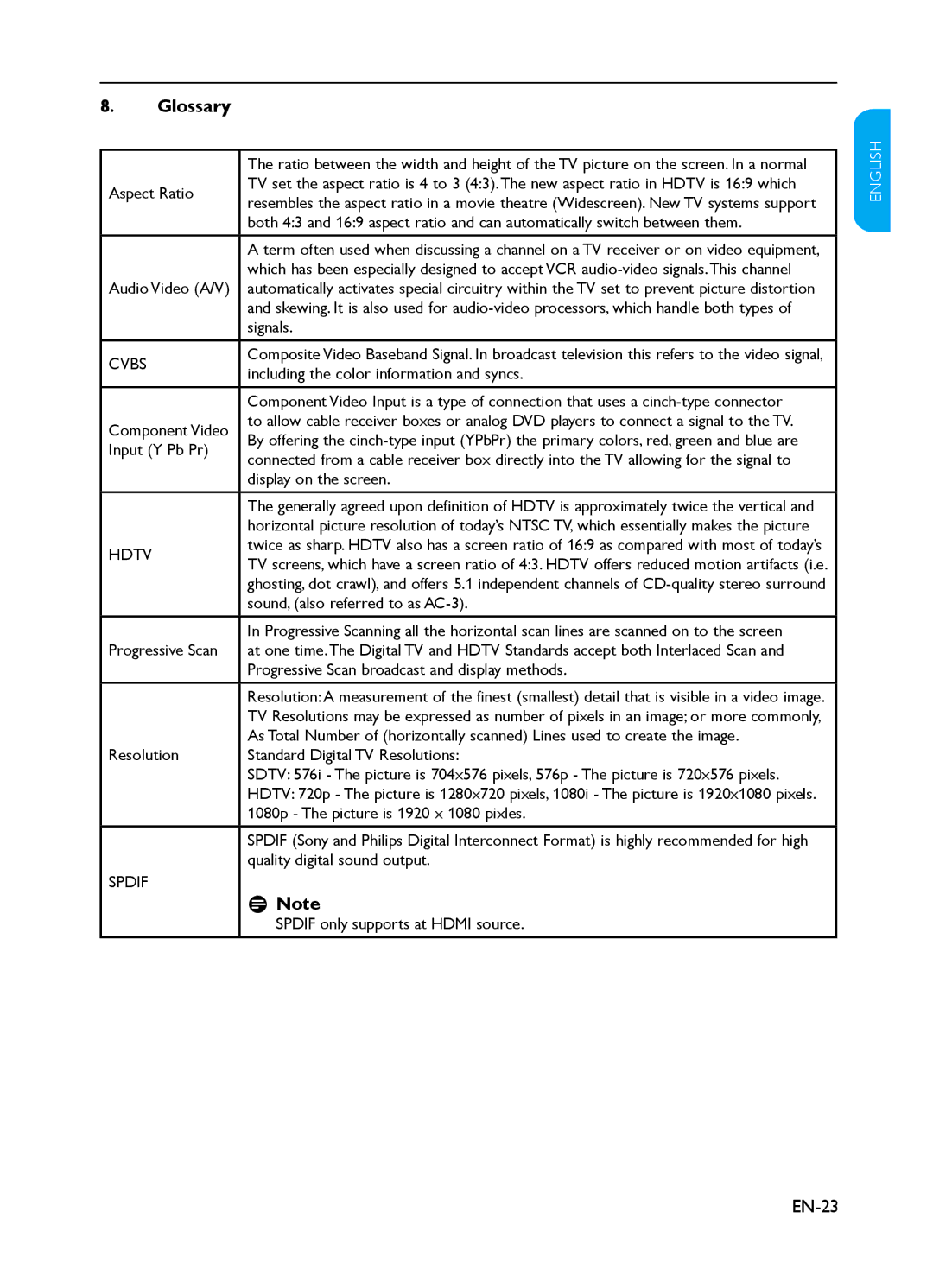 Philips 37PFL3403 user manual Glossary, EN-23 