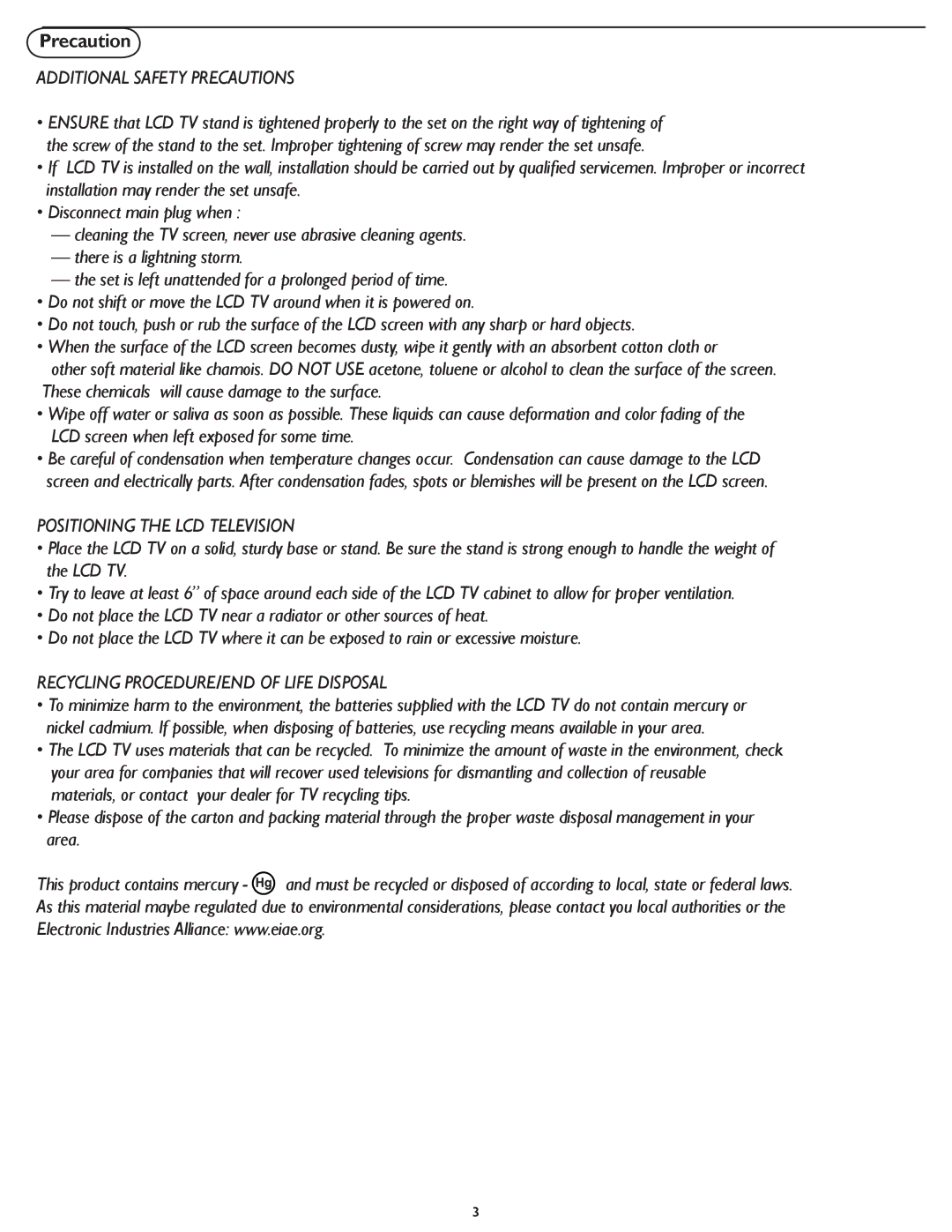 Philips 37PFL5322D manual Additional Safety Precautions 