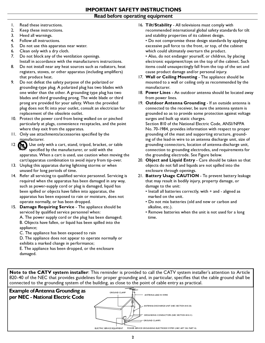 Philips 37PFL5322D manual Important Safety Instructions, Read before operating equipment 