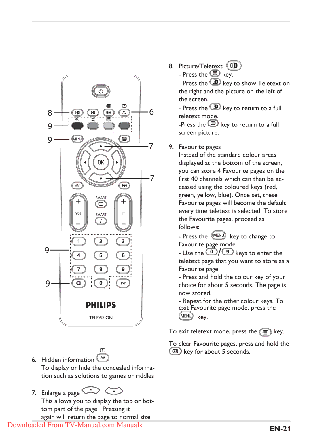 Philips 32PFL5322S, 37PFL5322S, 32PFL3312S, 26PFL5322S, 26PFL3312S, 26PFL7332S, 32PFL5332S, 37PFL3312S EN-21, Hidden information 