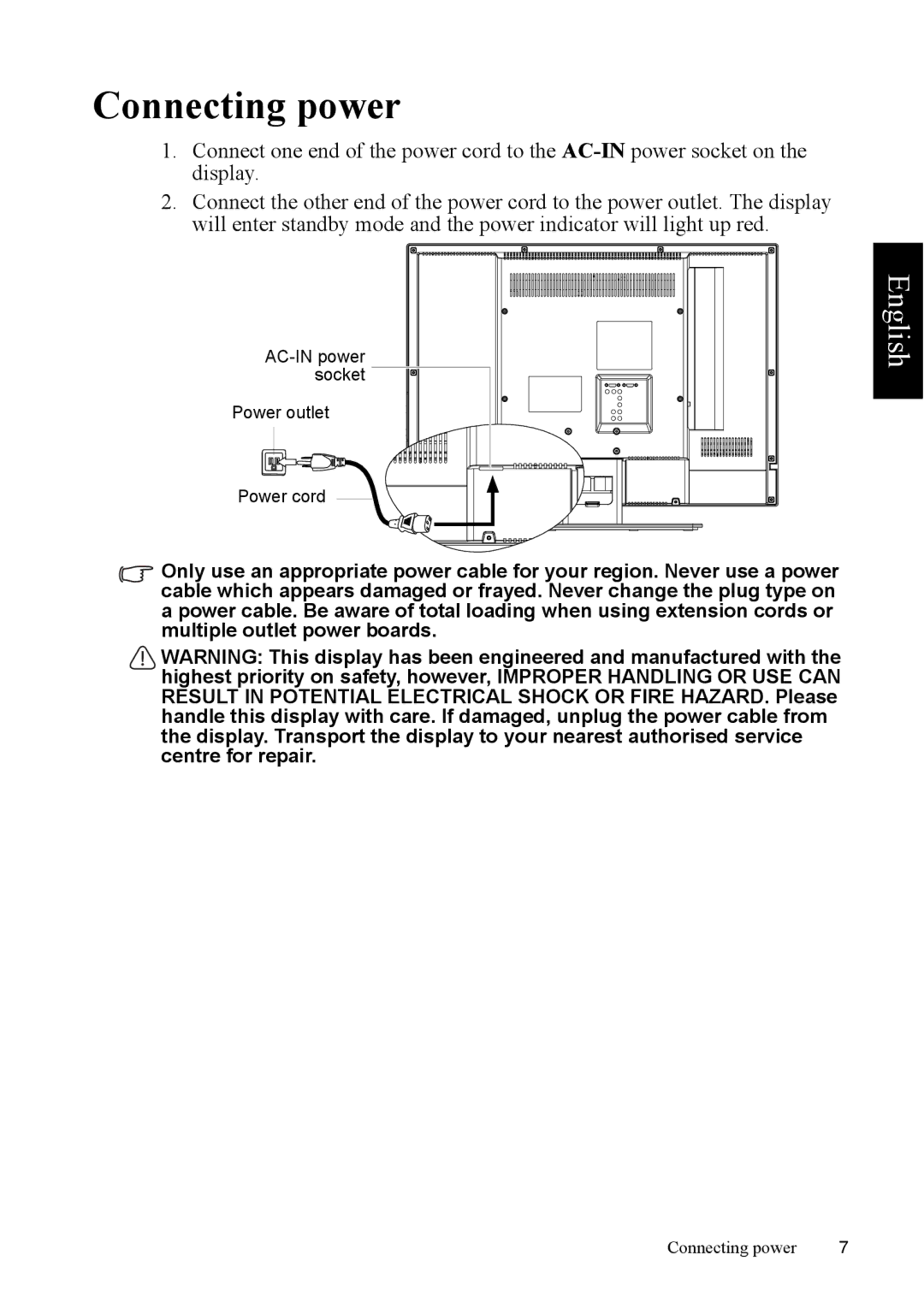 Philips 37PFL5422 manual Connecting power 