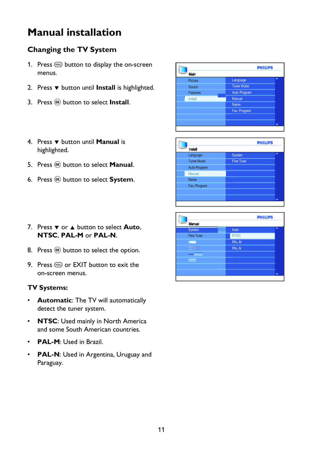 Philips 37PFL7342 user manual Changing the TV System, TV Systems 