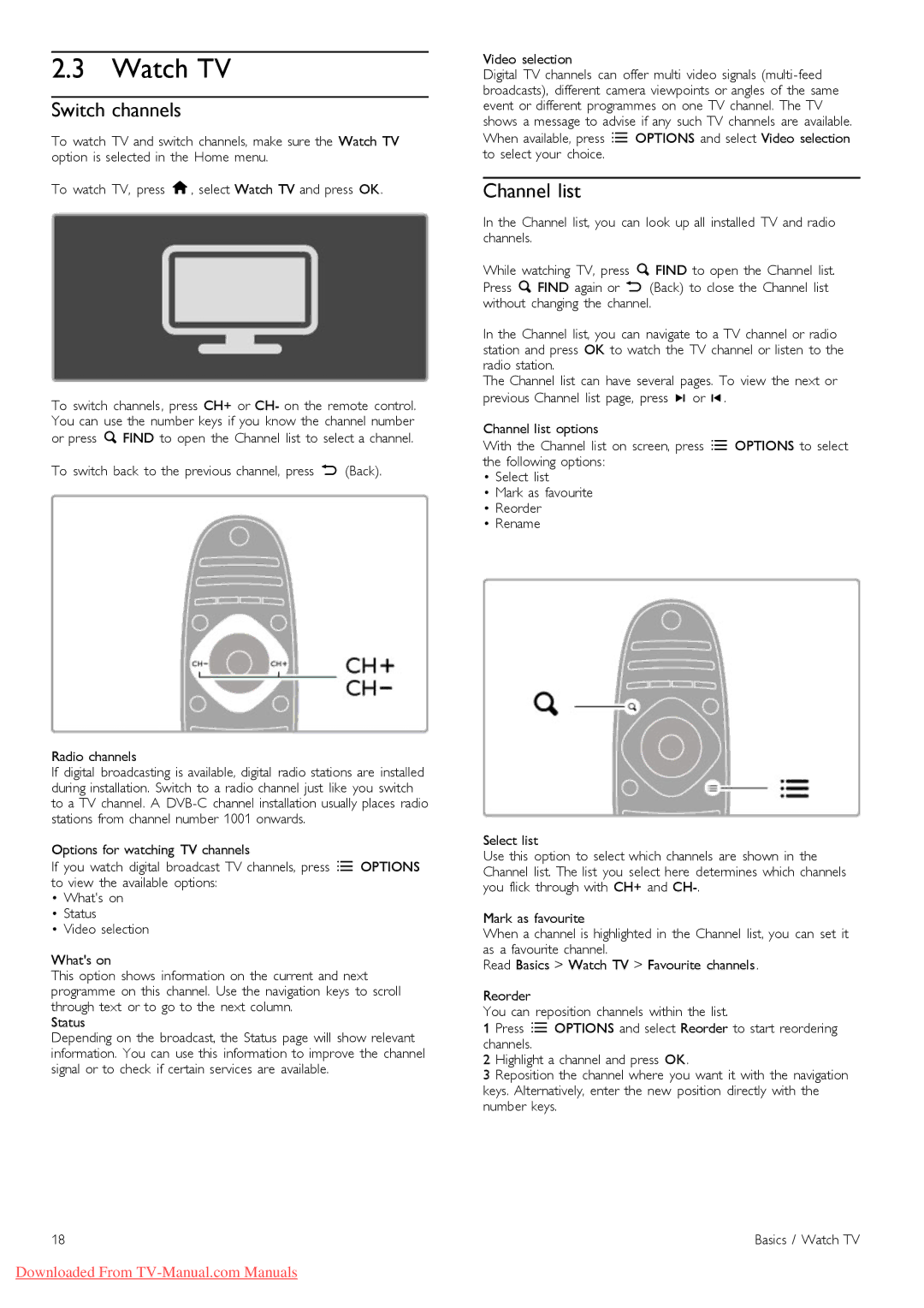 Philips 40PFL9606, 37PFL9606, 32PFL9606, 52PFL9606, 46PFL9606 manual Watch TV, Switch channels, Channel list 