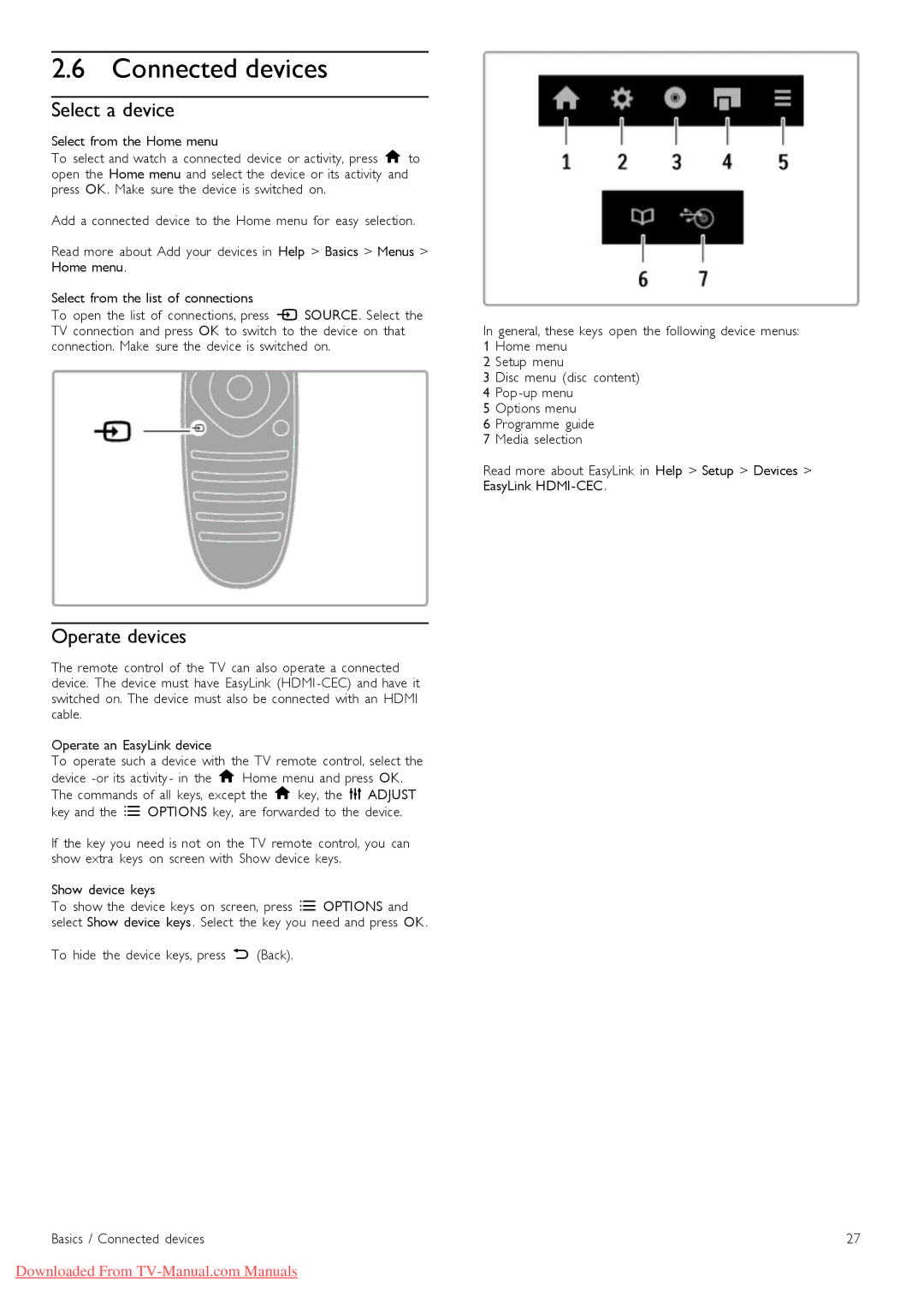 Philips 52PFL9606, 37PFL9606, 32PFL9606, 40PFL9606, 46PFL9706 manual Connected devices, Select a device 