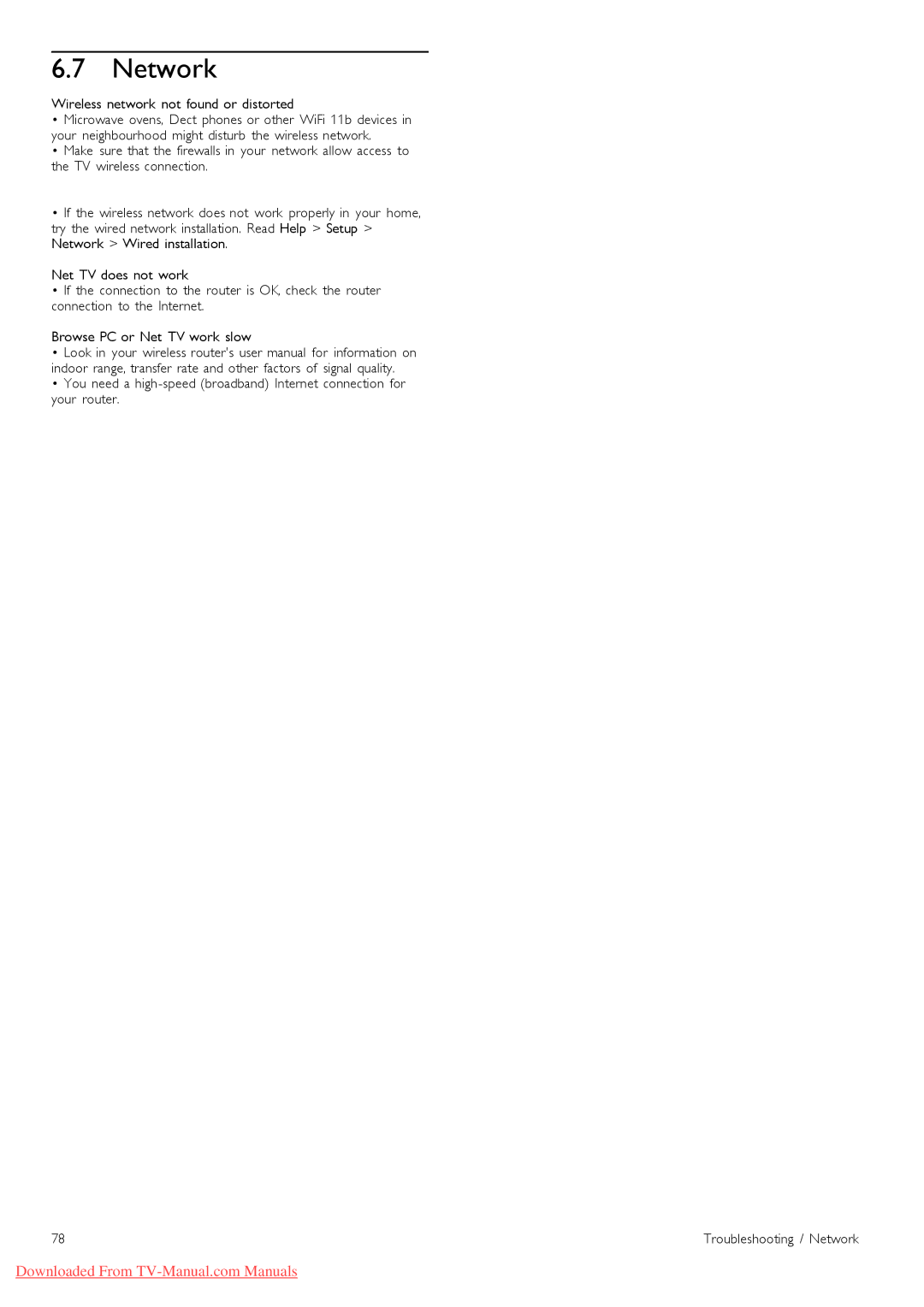 Philips 40PFL9606, 37PFL9606, 32PFL9606, 52PFL9606, 46PFL9706 manual Network, Wireless network not found or distorted 