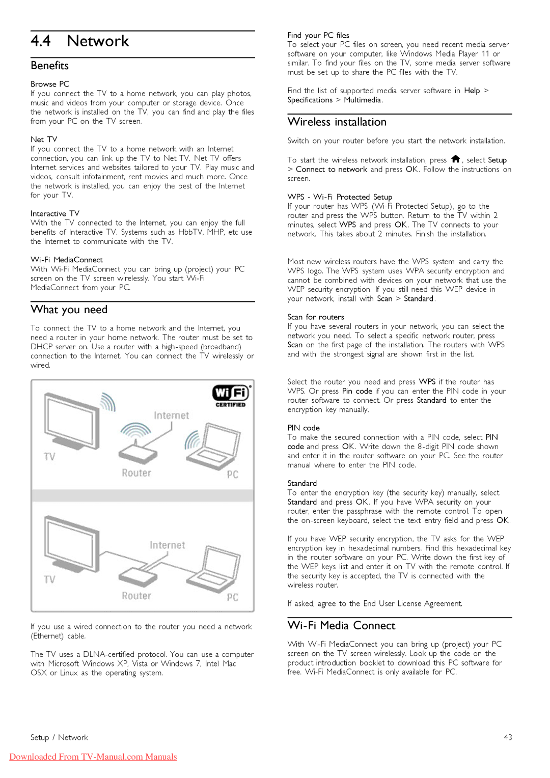 Philips 46PFL9706, 37PFL9606, 32PFL9606, 52PFL9606 manual Network, Benefits, Wireless installation, Scan for routers 