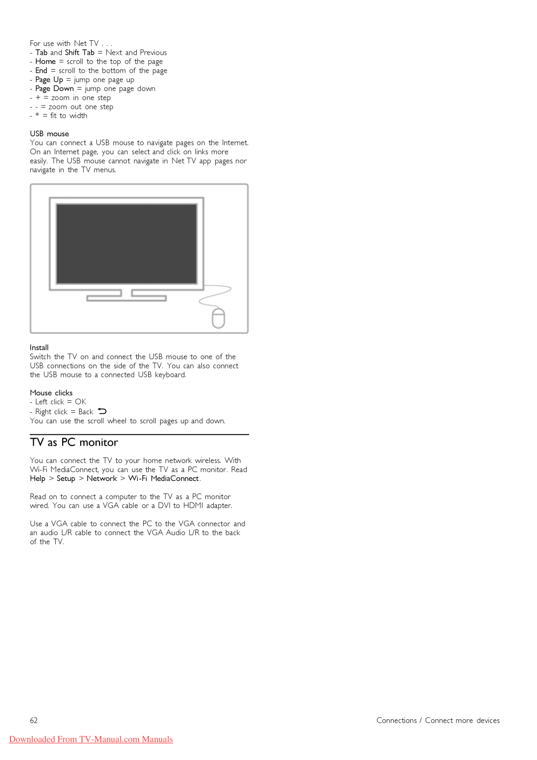 Philips 52PFL9606, 37PFL9606, 32PFL9606, 46PFL9706 manual TV as PC monitor, Downloaded From TV-Manual.com Manuals 