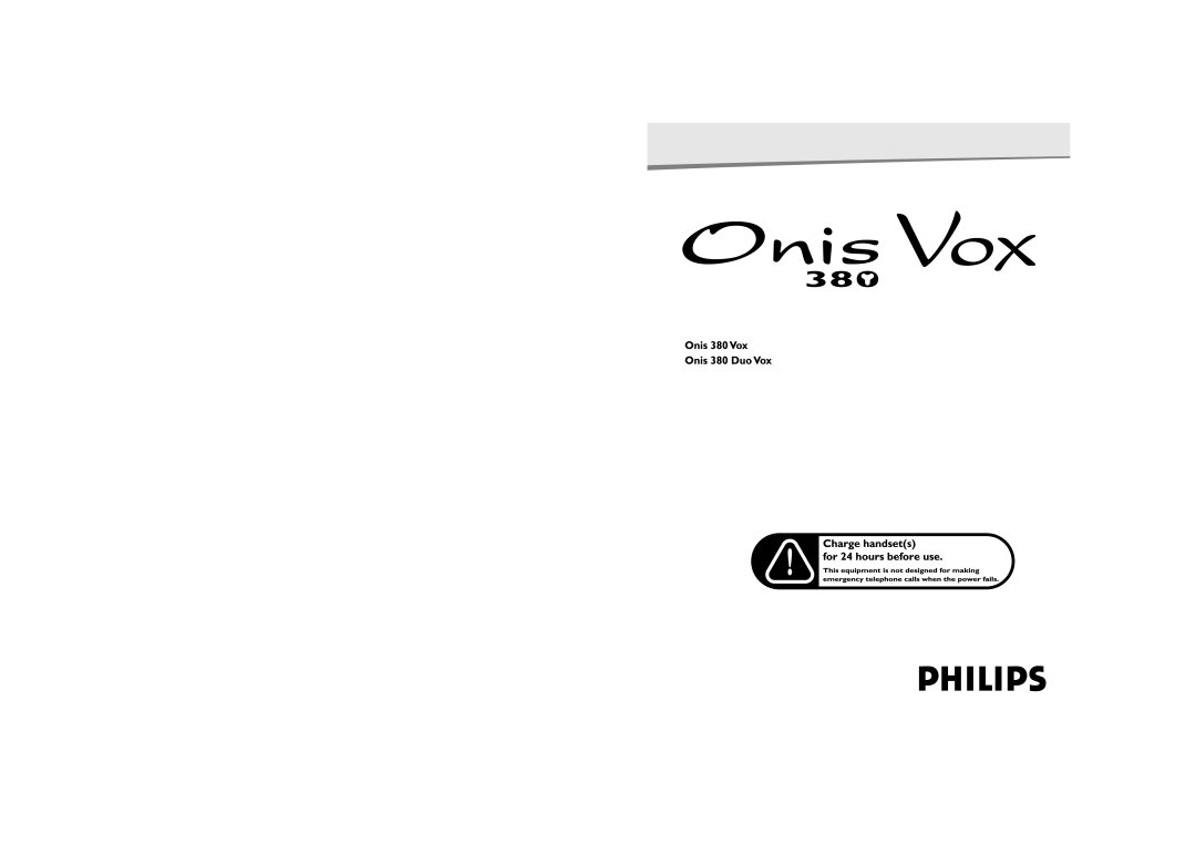 Philips Onis 380 Vox, 380 Duo Vox manual 