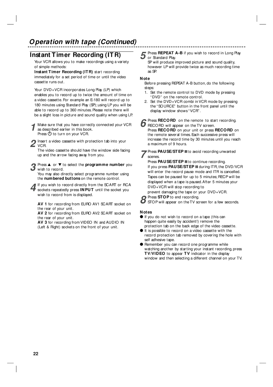 Philips 3834RV0038L user manual Instant Timer Recording ITR 