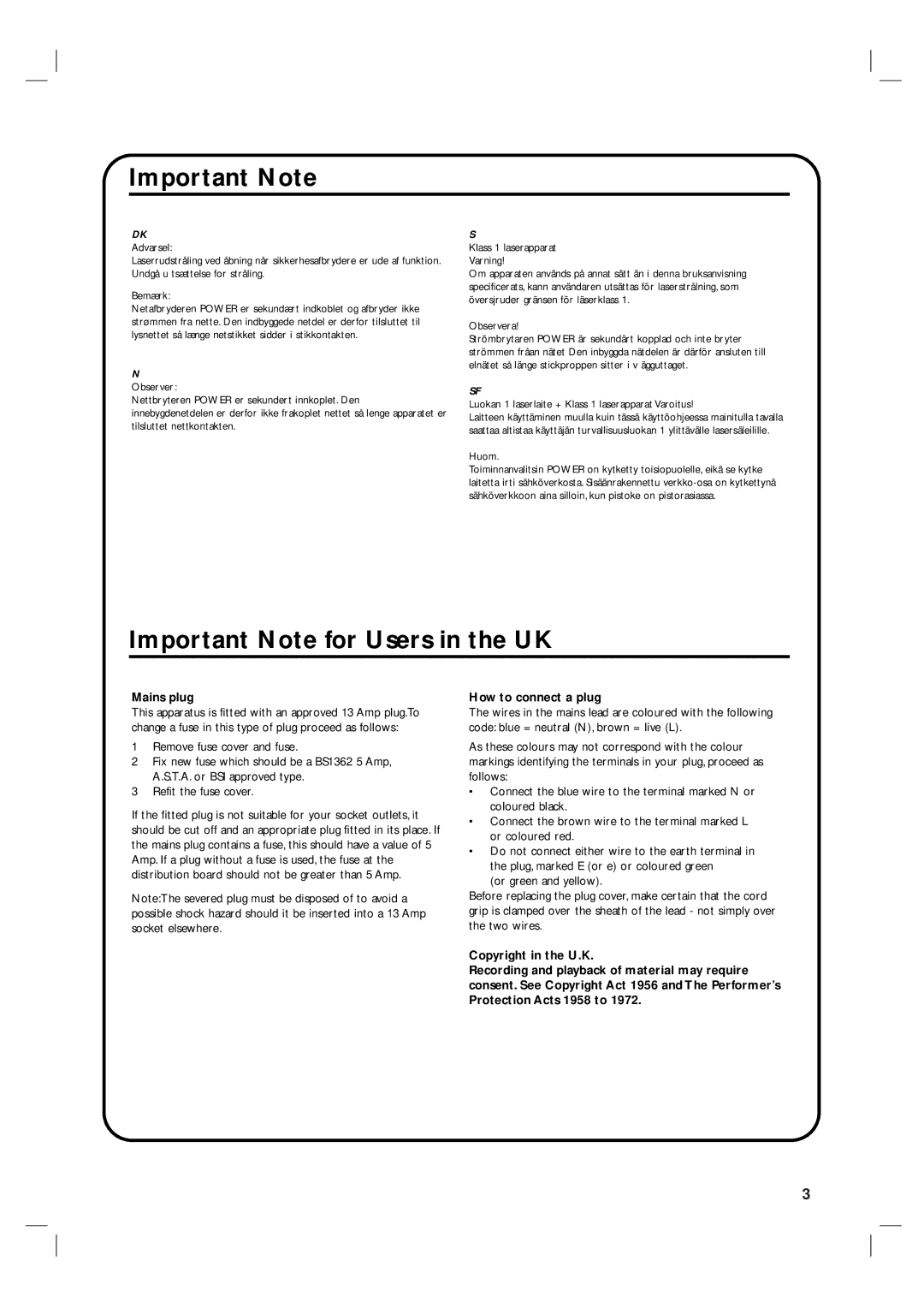 Philips 3834RV0038L user manual Mains plug, How to connect a plug 