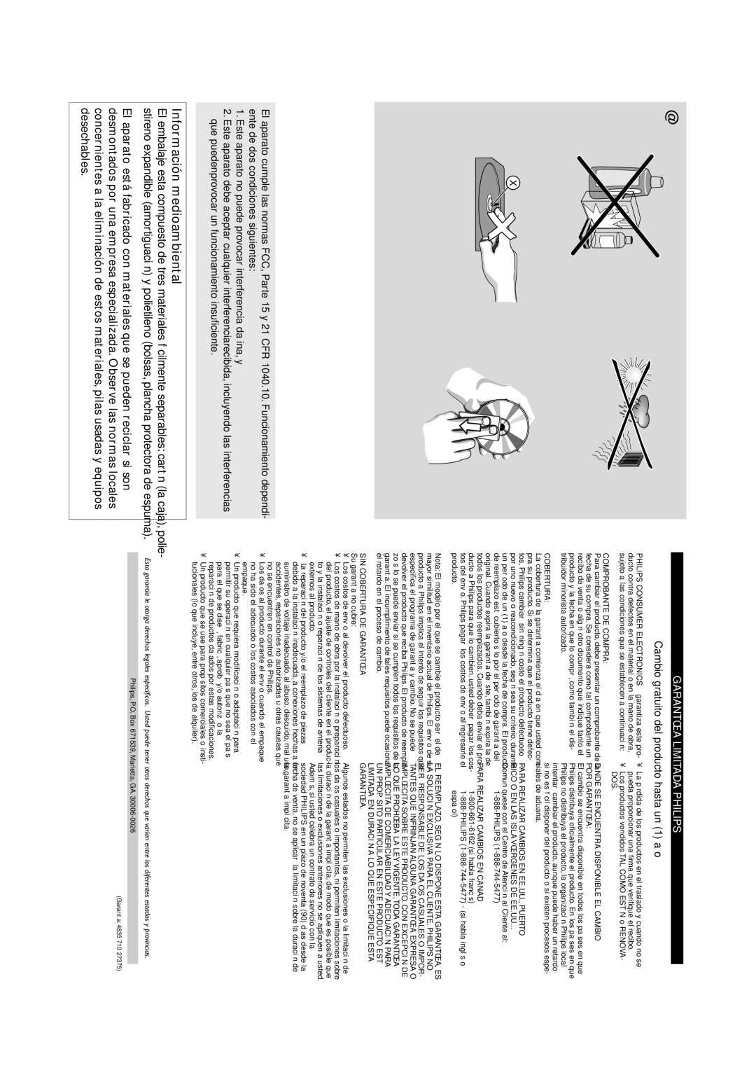 Philips 3977 manual Información medioambiental, Cambio gratuito del producto hasta un 1 año 