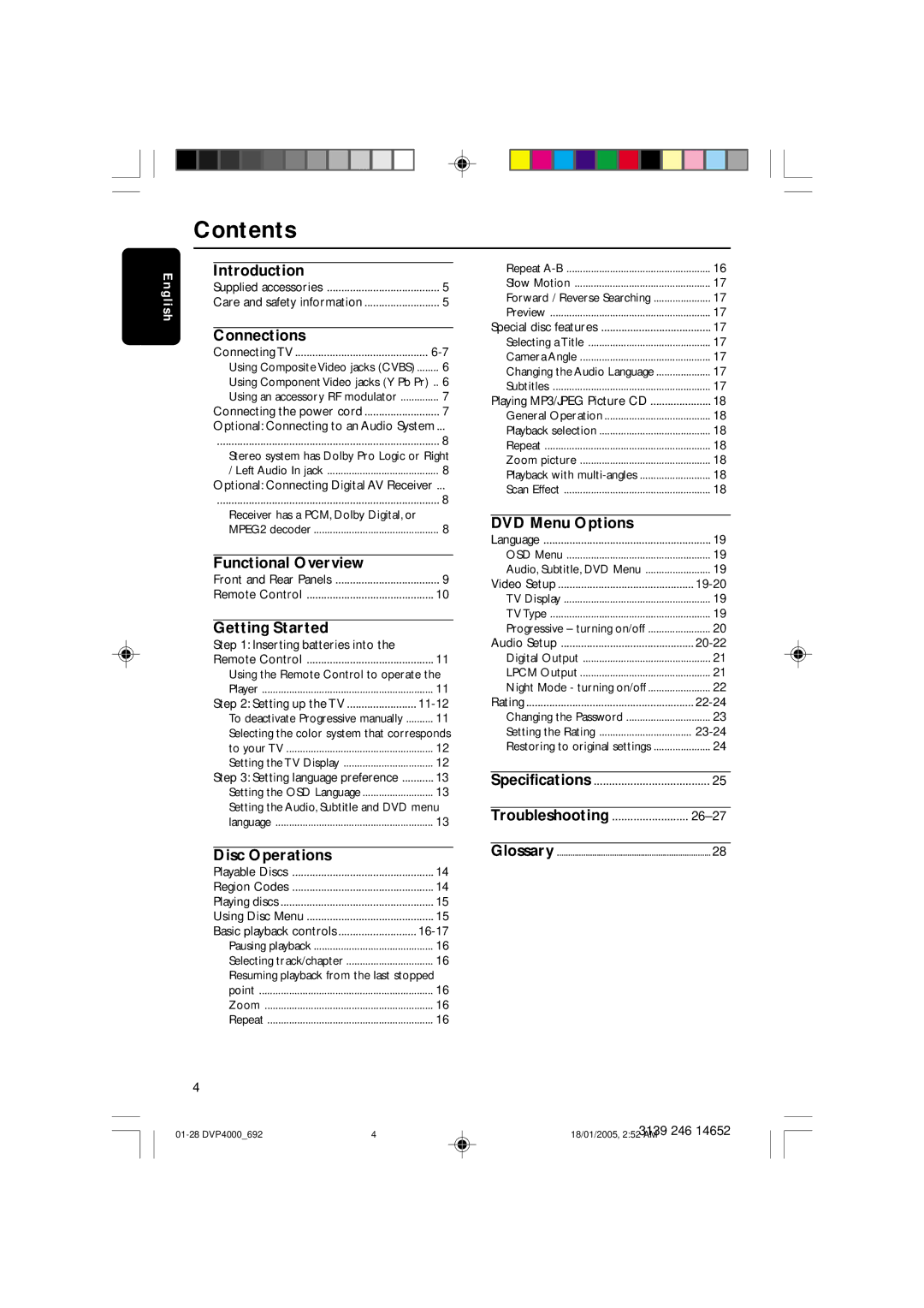 Philips 4000 user manual Contents 