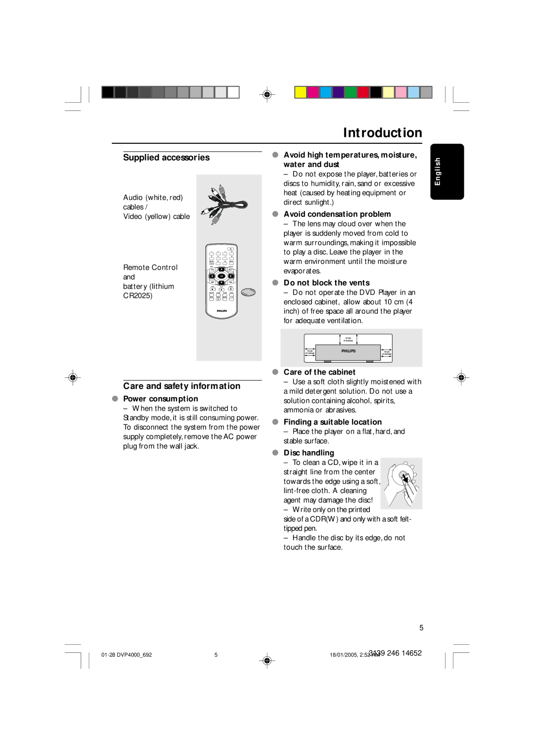 Philips 4000 user manual Introduction, Supplied accessories, Care and safety information 