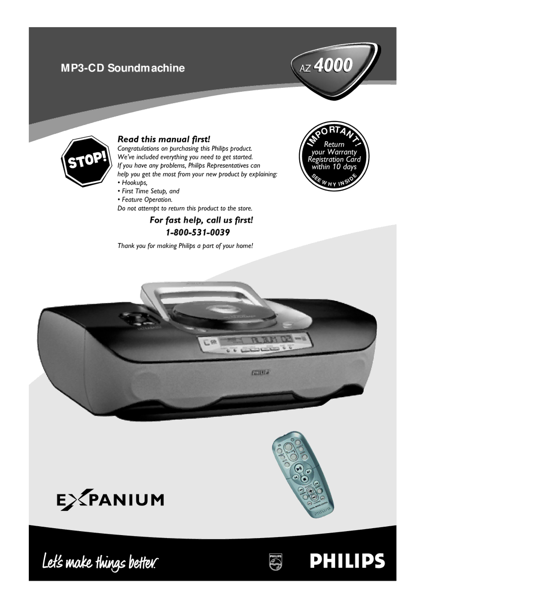 Philips 4000AZ warranty MP3-CD Soundmachine 