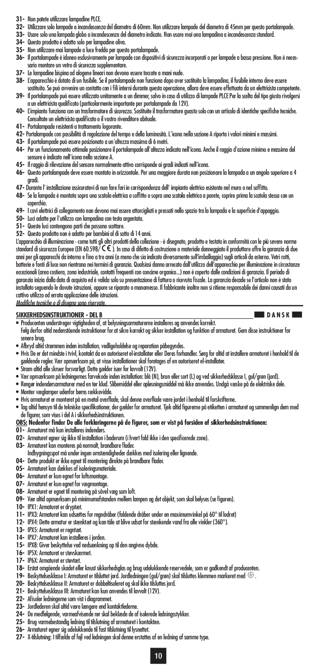 Philips 40341/48/16 user manual Non potete utilizzare lampadine Plce, Portalampade resistenti a trattamento logorante 