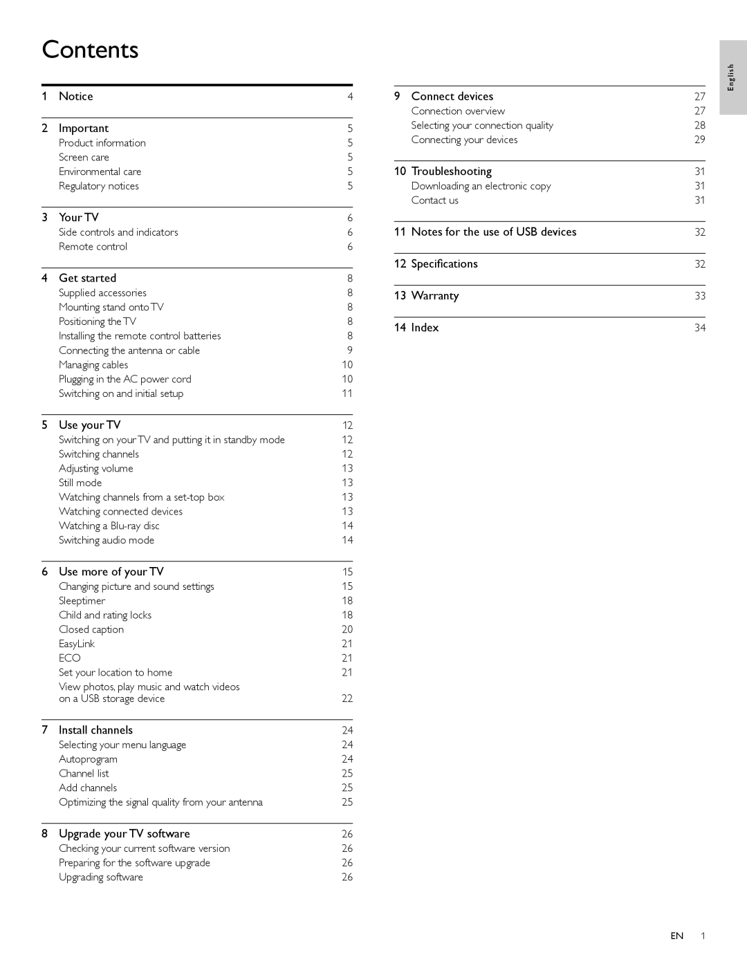 Philips 40PFL3706, 46PFL3706 user manual Contents 