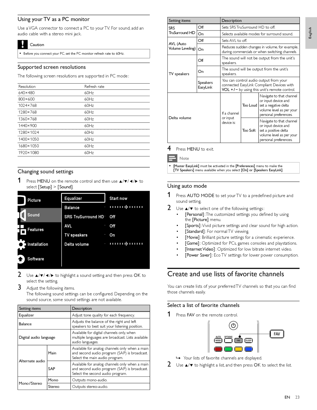 Philips 40PFL4706, 46PFL4706, 55PFL4706 user manual Create and use lists of favorite channels 