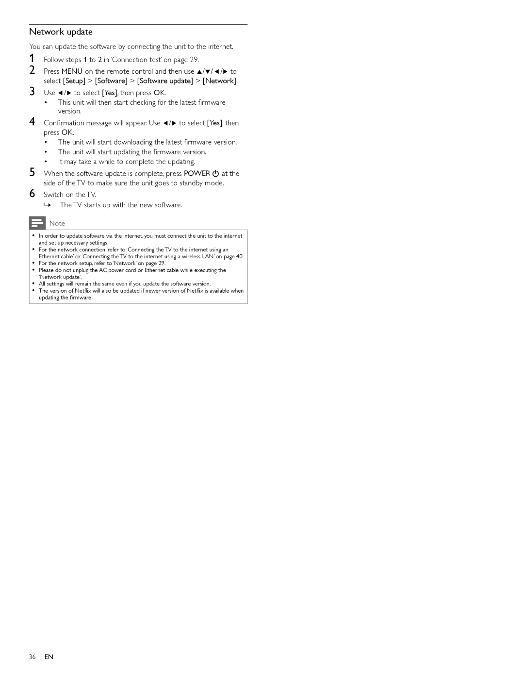 Philips 46PFL4706, 40PFL4706, 55PFL4706 user manual Network update 