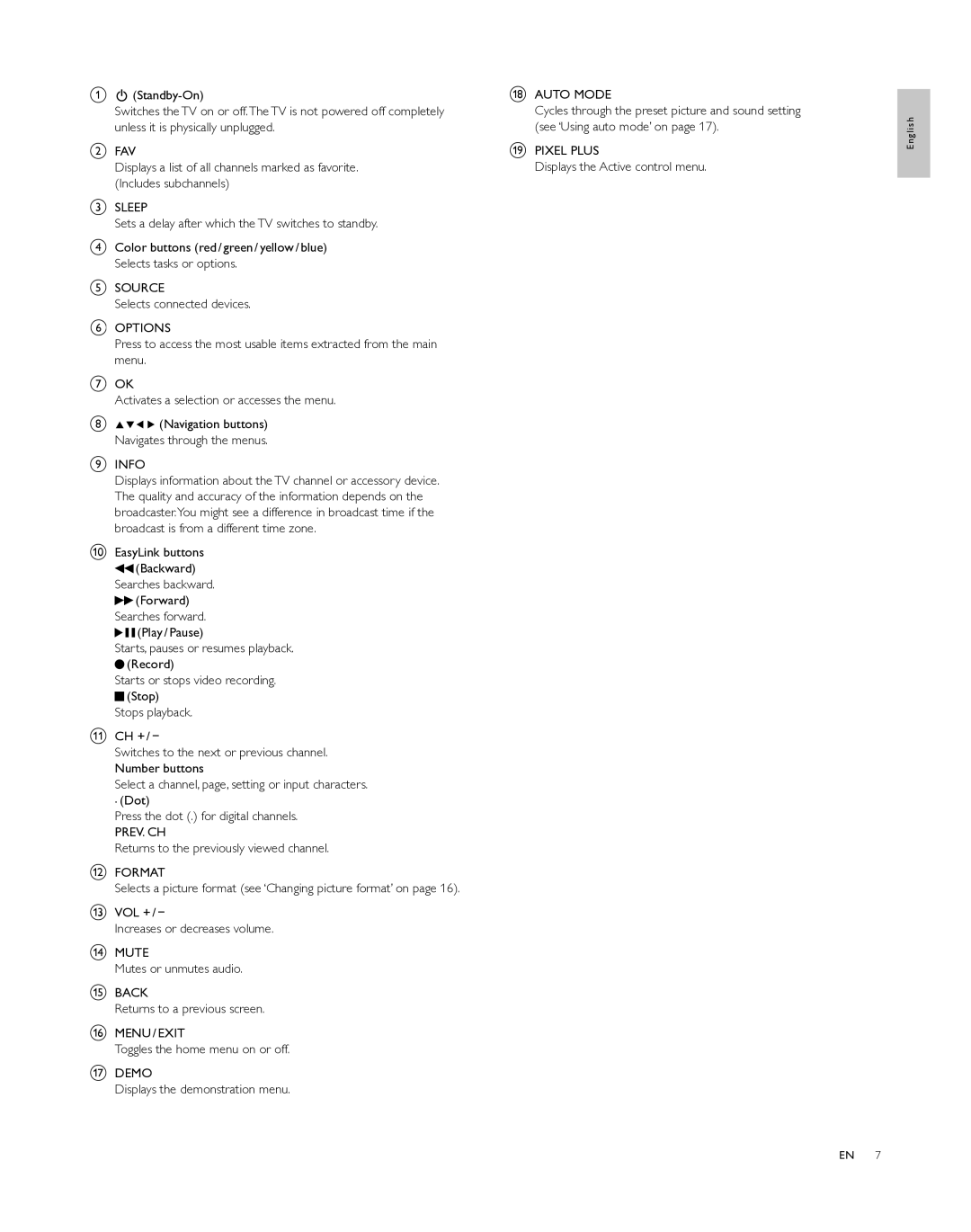 Philips 55PFL5505D, 40PFL5505D, 46PFL5505D user manual Info, Prev. Ch, Returns to the previously viewed channel Format 