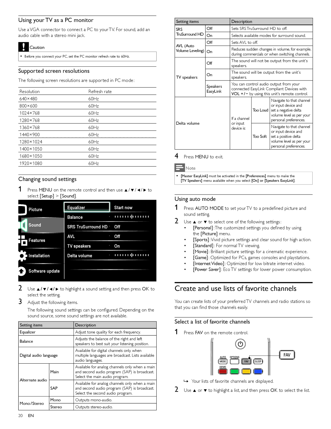 Philips 40PFL5705D, 46PFL5705D, 55PFL5705D user manual Create and use lists of favorite channels 