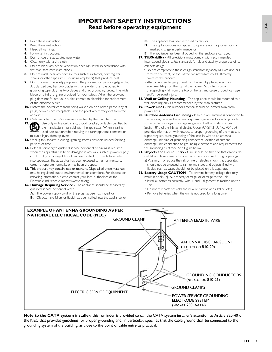 Philips 46PFL5705D, 40PFL5705D, 55PFL5705D user manual Grounding Conductors, Ground Clamps 