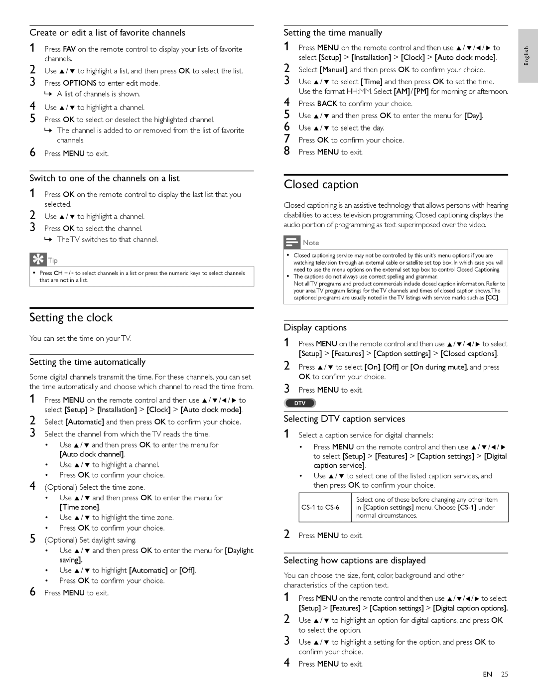 Philips 46PFL5705DV/F7, 40PFL5705DV, 55PFL5705DV user manual Setting the clock, Closed caption 