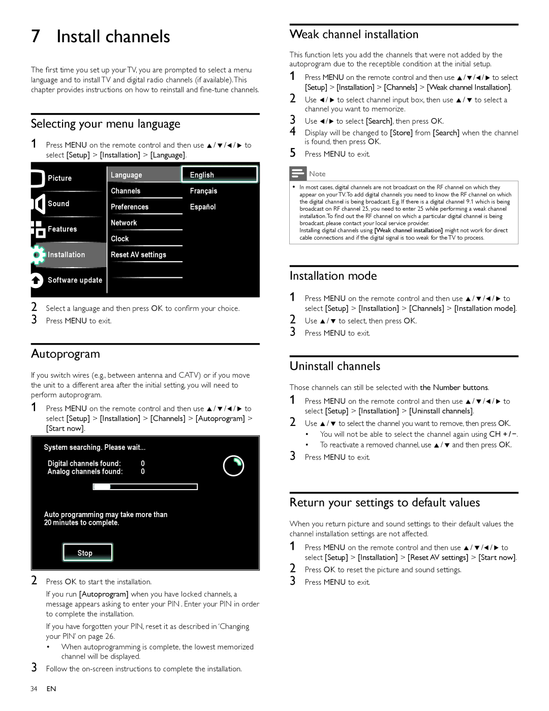 Philips 55PFL5705DV, 40PFL5705DV, 46PFL5705DV/F7 user manual Install channels 