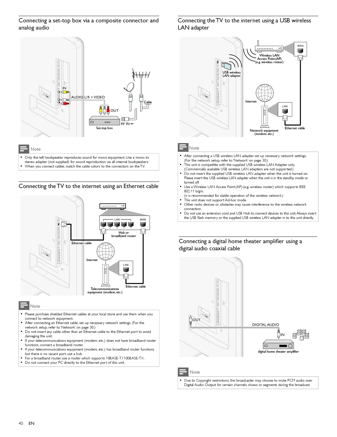 Philips 40PFL5705DV, 46PFL5705DV/F7, 55PFL5705DV user manual Connecting the TV to the internet using an Ethernet cable 