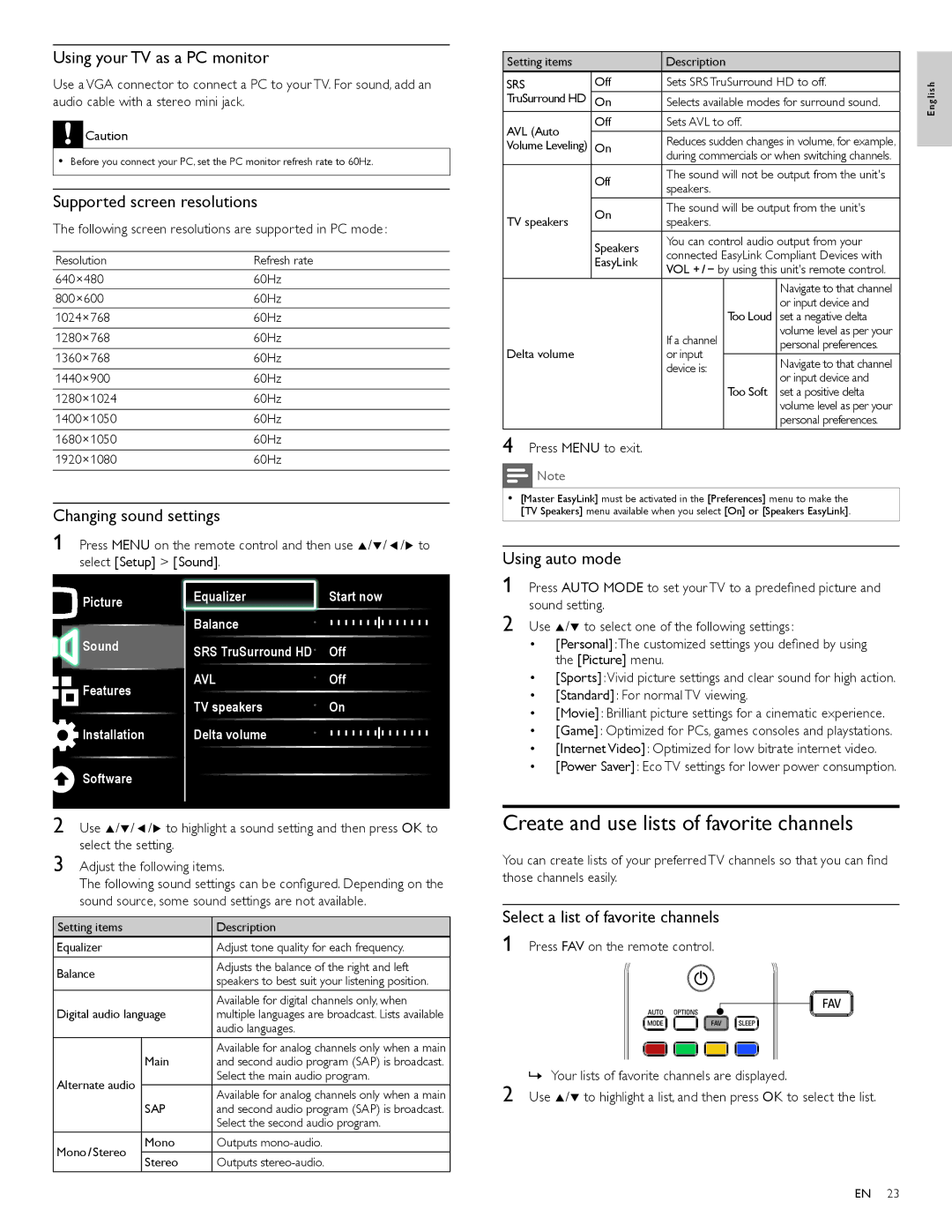 Philips 40PFL5706, 46PFL5706, 55PFL5706 user manual Create and use lists of favorite channels 