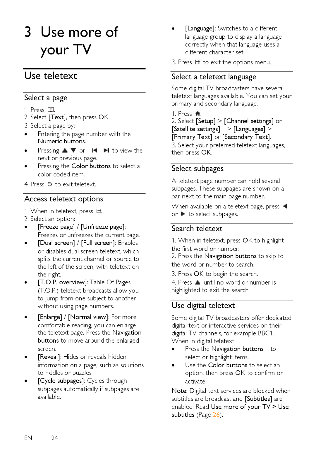 Philips 40PFL6505H, 40PFL6405H, 32PFL6505H, 32PFL6405H user manual Use more of your TV, Use teletext 