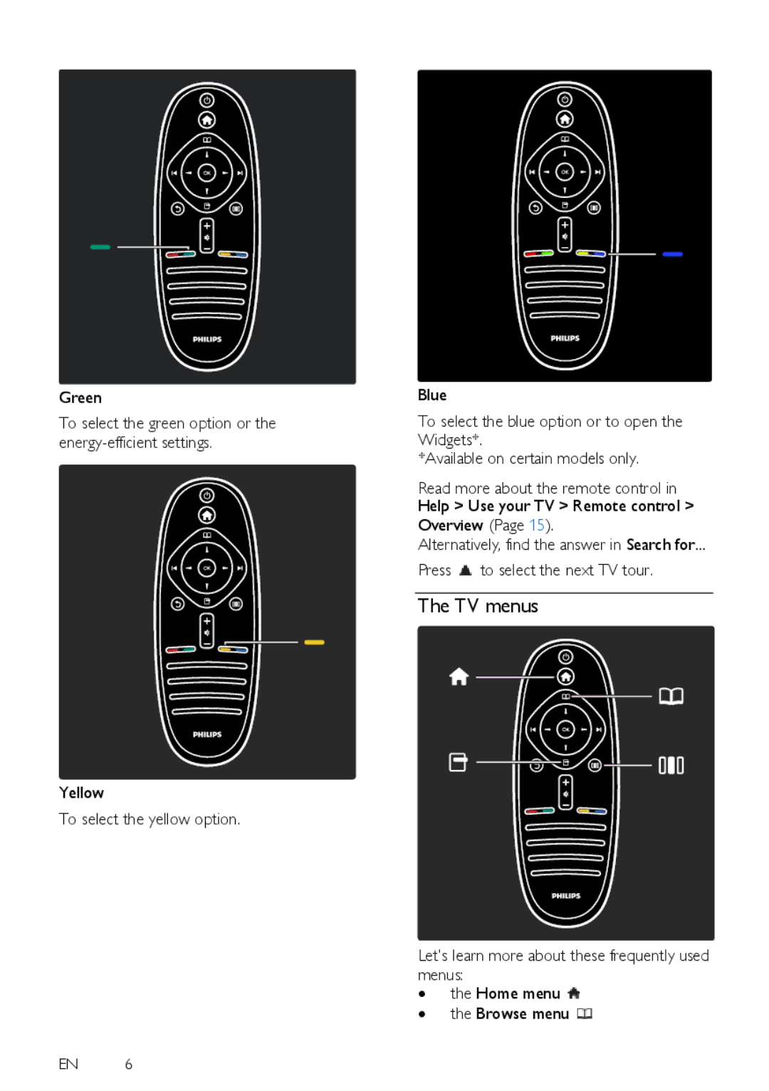 Philips 32PFL6505H, 40PFL6505H, 40PFL6405H, 32PFL6405H user manual TV menus 