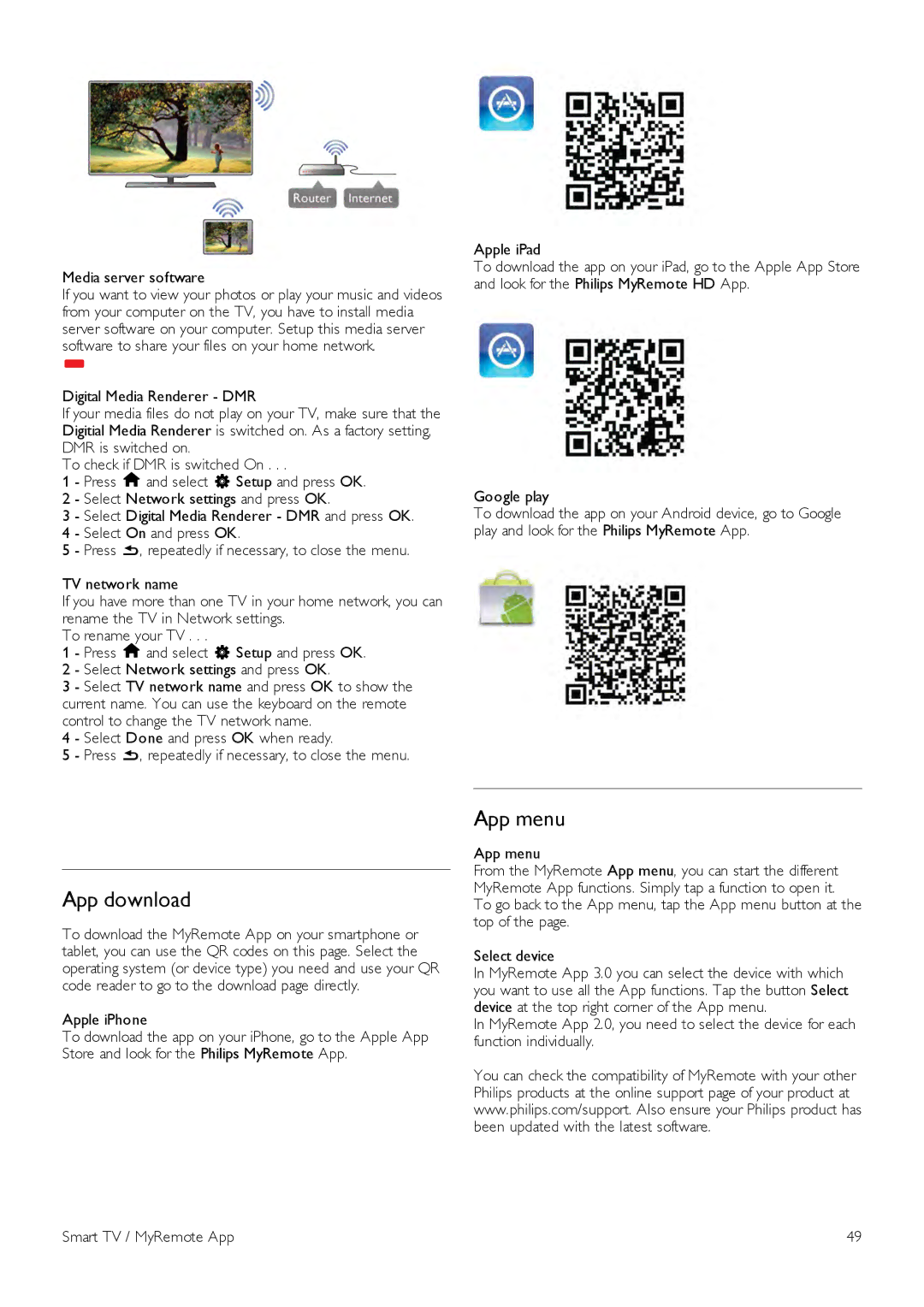 Philips 46PFL7007, 40PFL7007, 55PFL7007 manual App download, App menu 