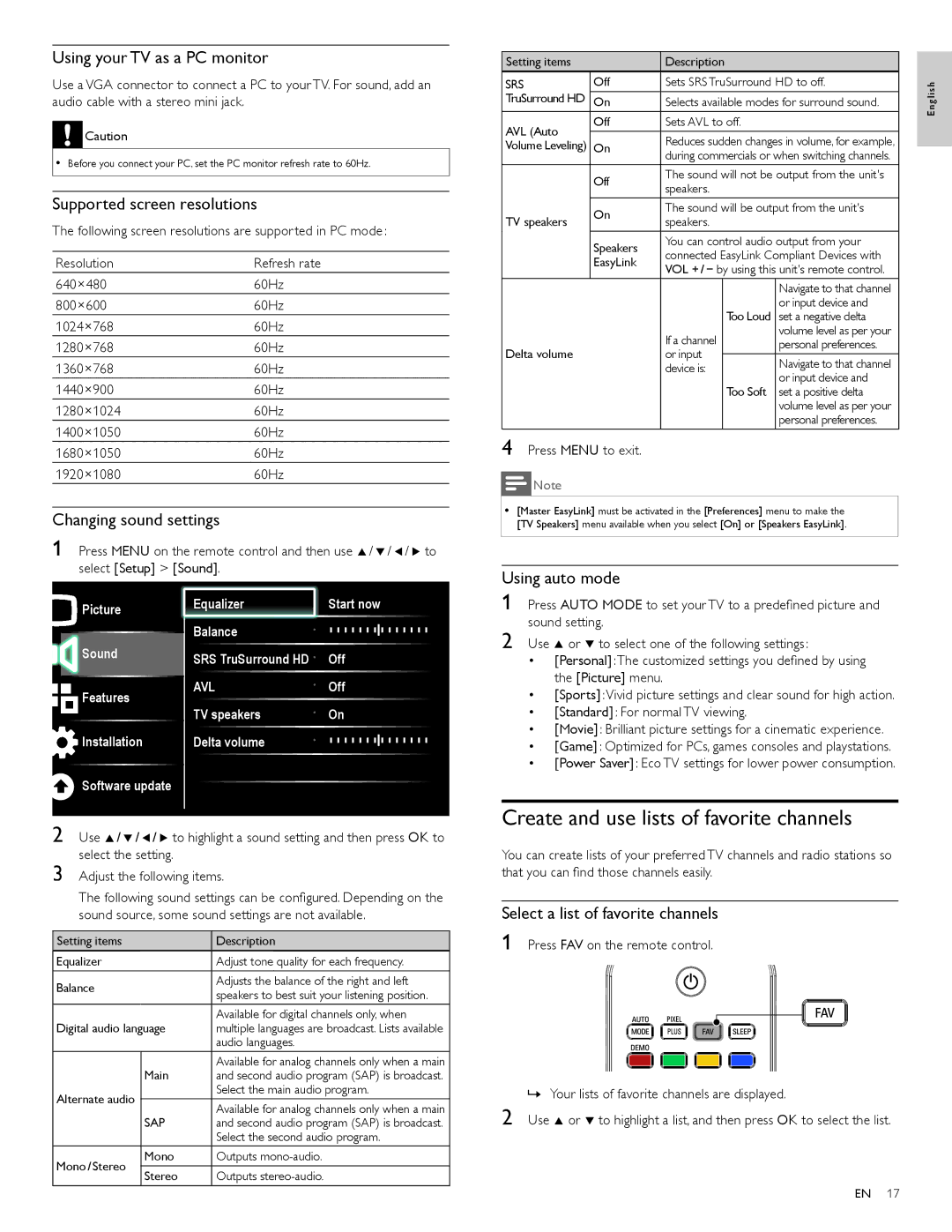 Philips 40PFL7505D, 46PFL7505D, 55PFL7505D user manual Create and use lists of favorite channels 