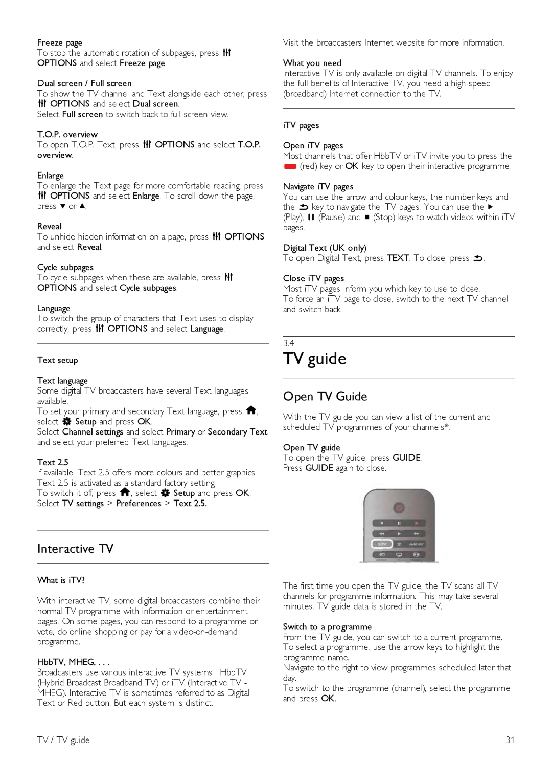 Philips 46PFL8007, 40PFL8007, 55PFL8007 manual TV guide, Interactive TV, Open TV Guide 