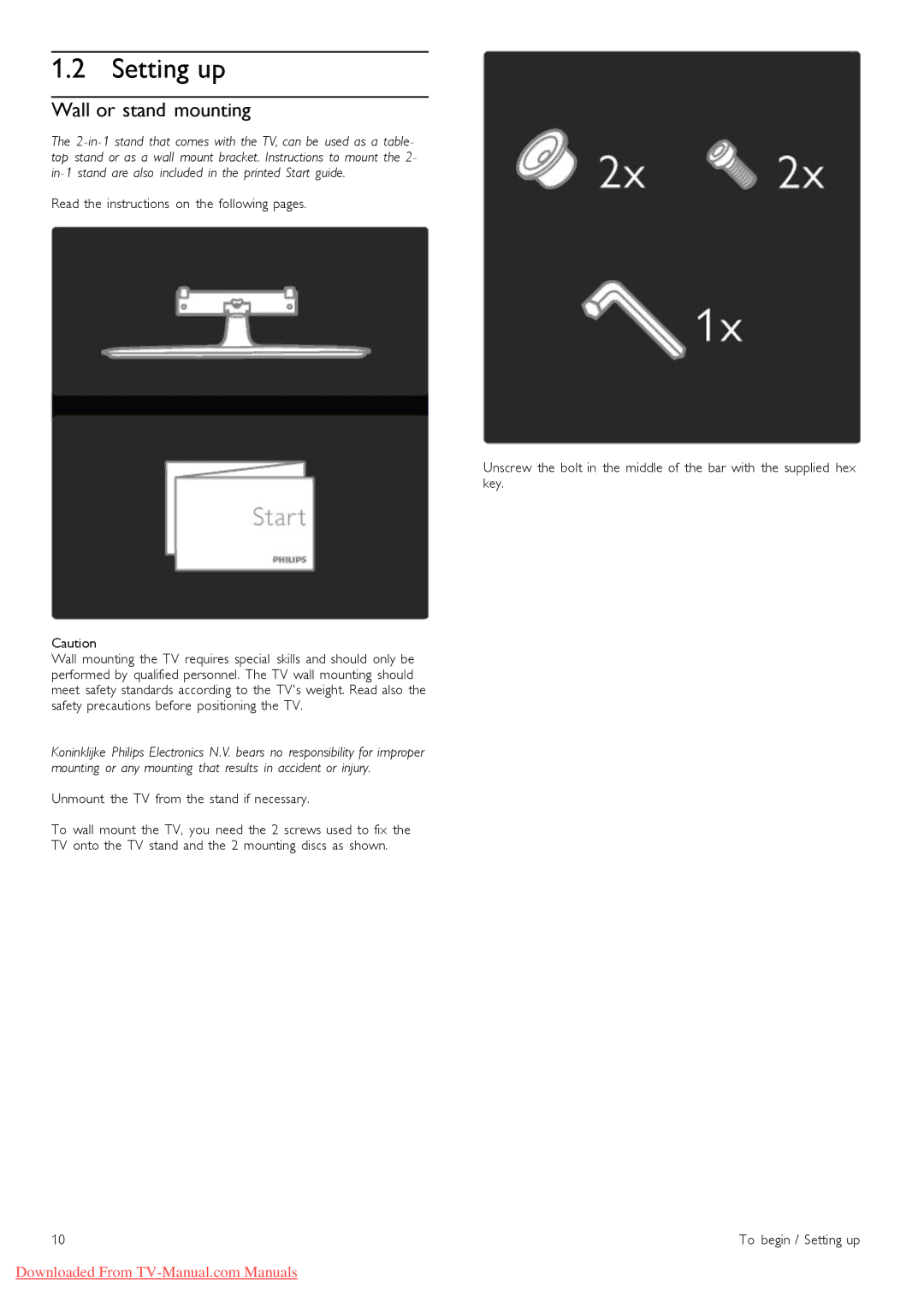 Philips 40PFL8505, 46PFL8505 manual Setting up, Wall or stand mounting, Read the instructions on the following pages 