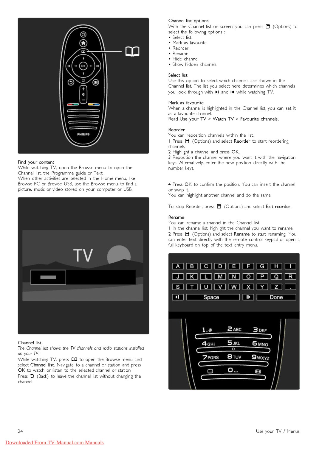 Philips 40PFL8505, 46PFL8505 manual Channel list 