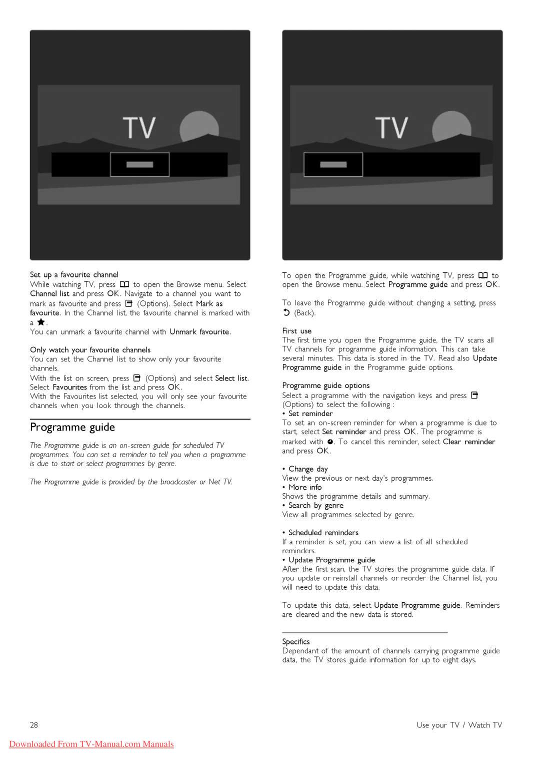 Philips 40PFL8505, 46PFL8505 manual Programme guide, Set up a favourite channel 