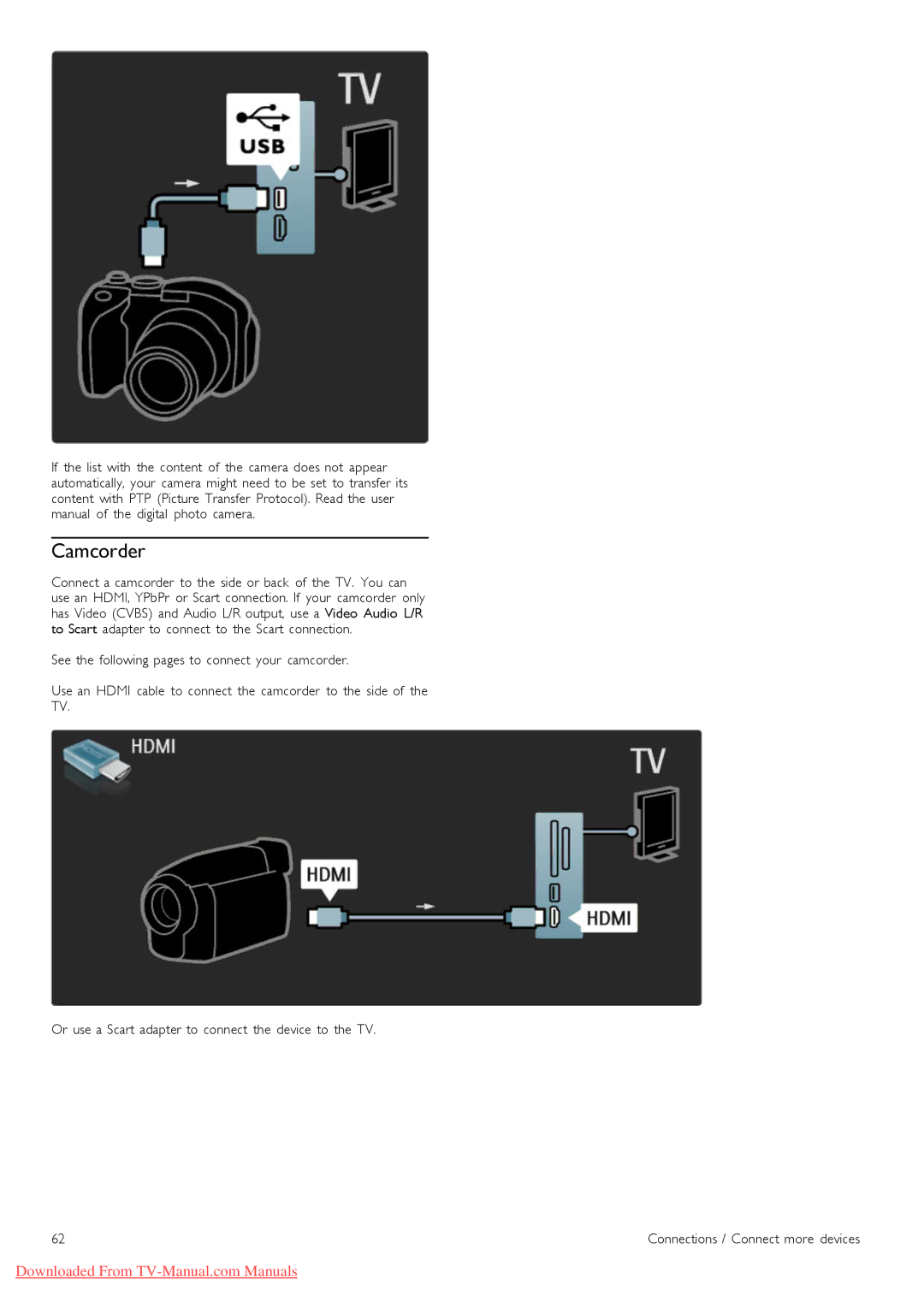 Philips 40PFL8505, 46PFL8505 manual Camcorder 