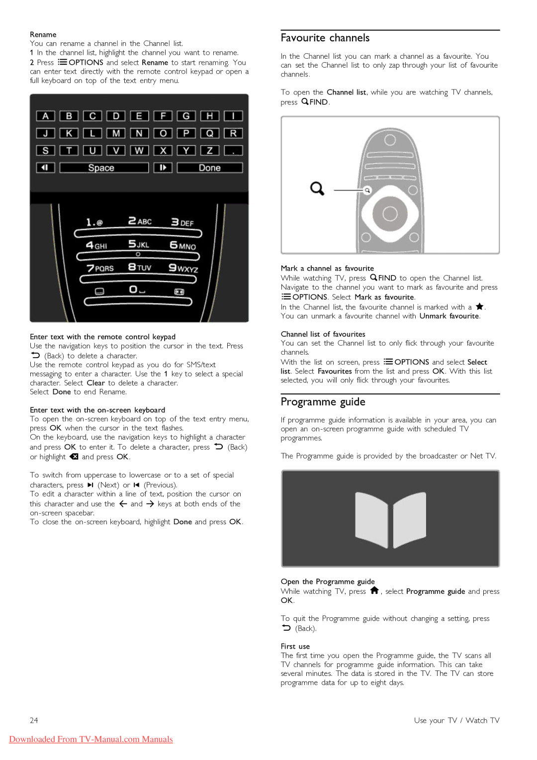 Philips 40PFL9715, 46PFL9715 manual Favourite channels, Programme guide 