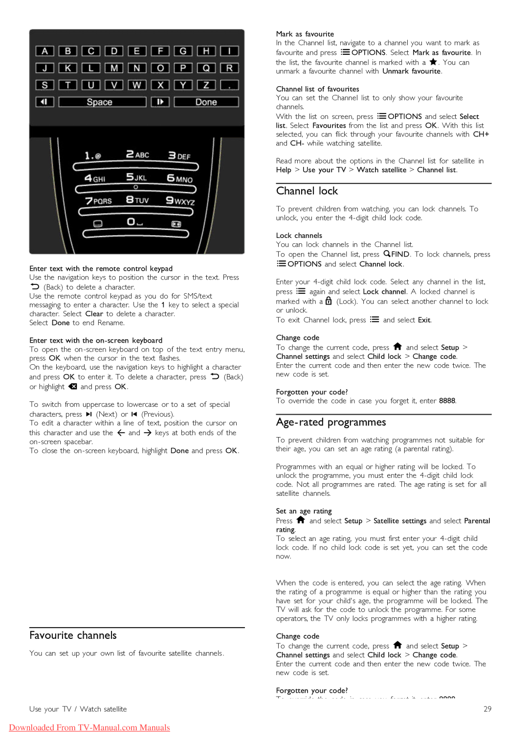 Philips 46PFL9715, 40PFL9715 manual Channel lock, Age-rated programmes 