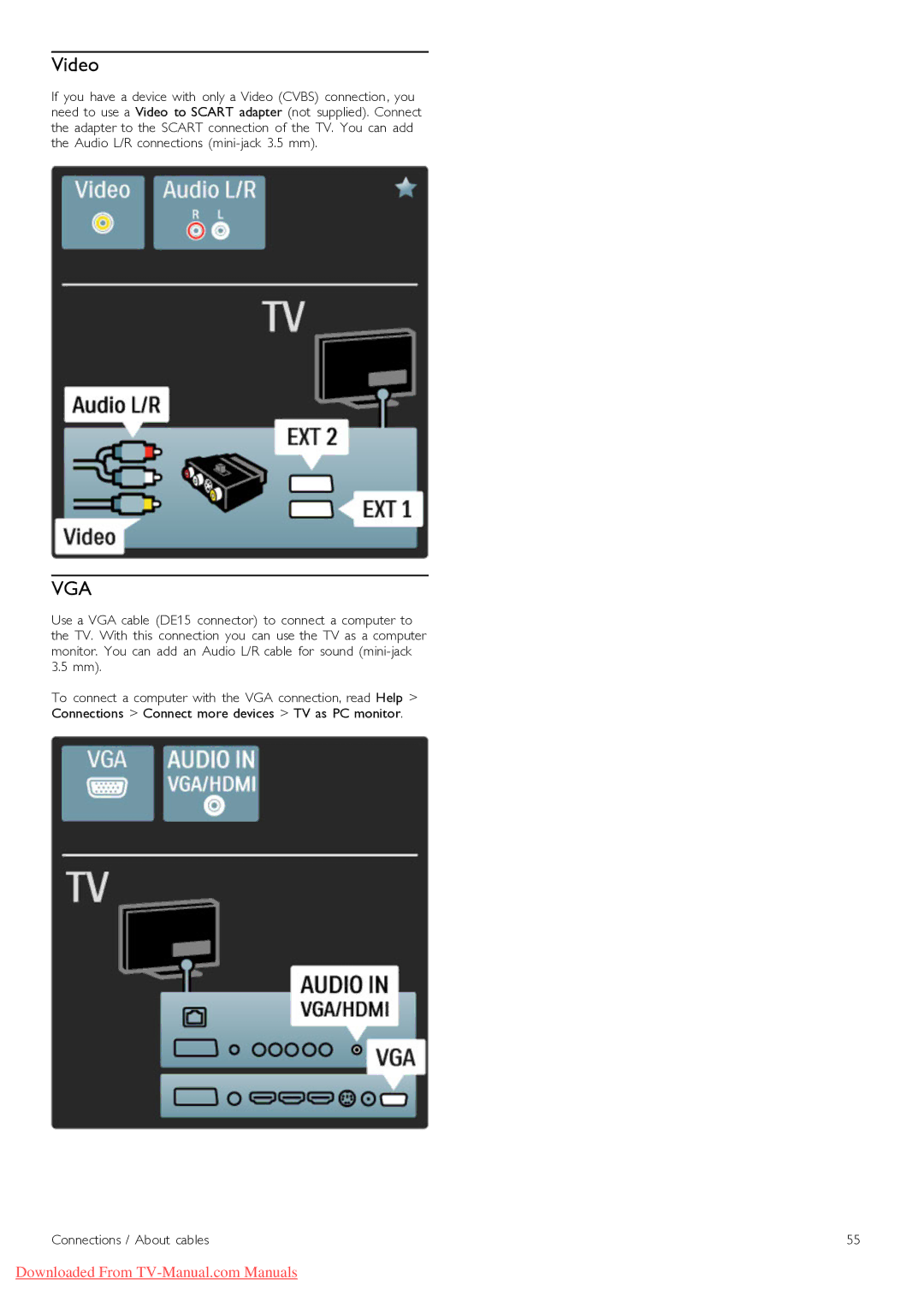 Philips 46PFL9715, 40PFL9715 manual Video, Vga 