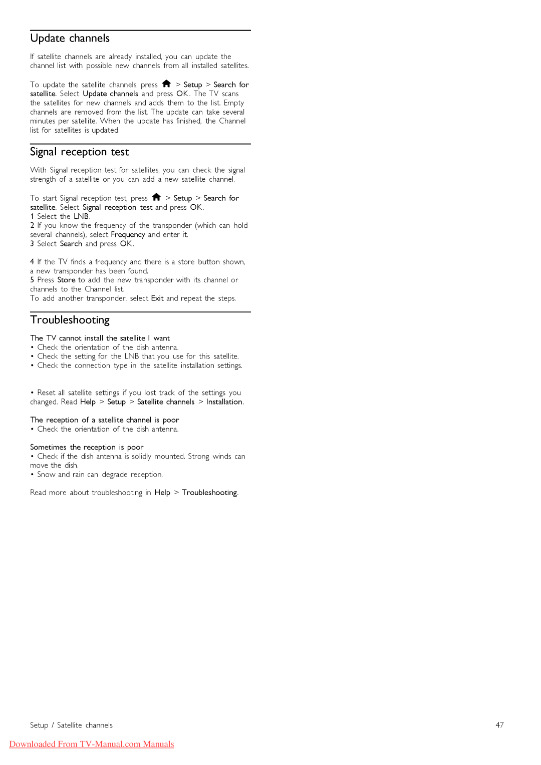 Philips 40PFL97151K manual Signal reception test, Troubleshooting 