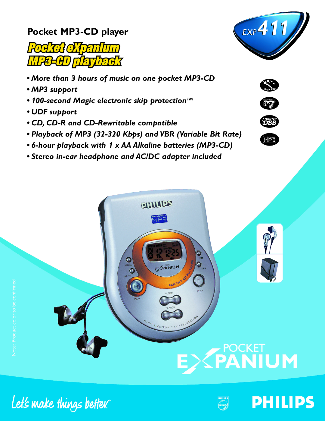 Philips 411EXP manual Pocket 