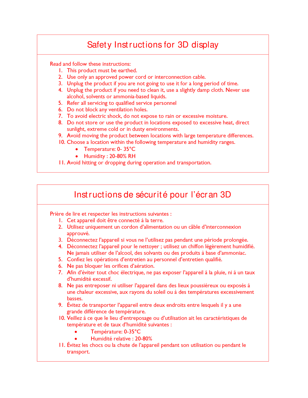 Philips 42-3D6W01/00, 42-3D6W02/00, 42-3D6C02/00, 42-3D6C01/00 user manual Safety Instructions for 3D display 