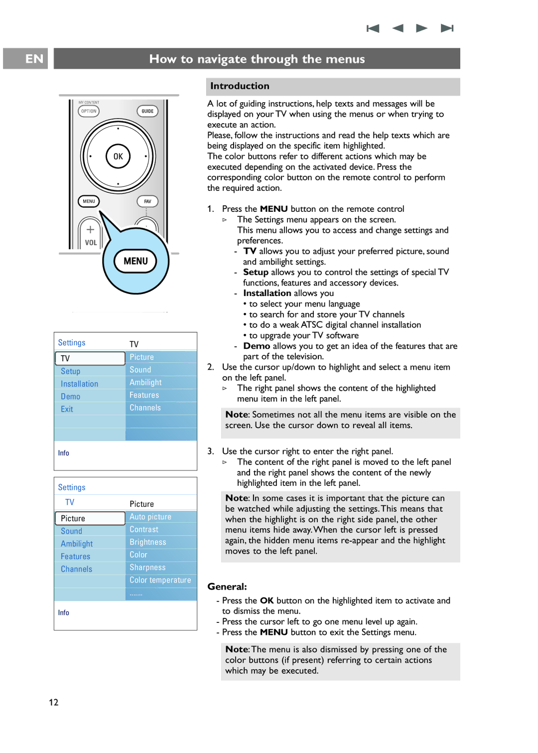 Philips 42-50-63PF9631D/37 warranty How to navigate through the menus, Introduction, Installation allows you 