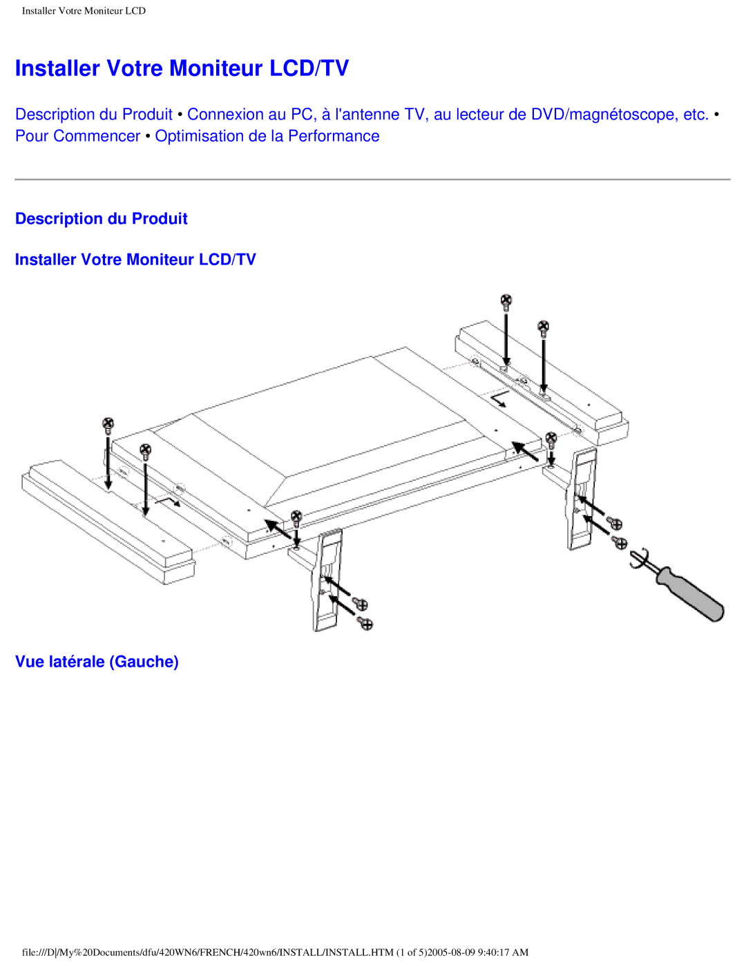 Philips 420WN6 manual Installer Votre Moniteur LCD/TV 