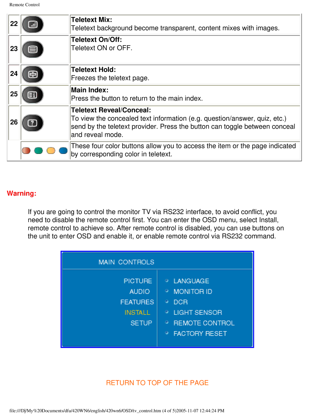 Philips 420WN6 manual Teletext Mix, Teletext On/Off, Teletext Hold, Main Index, Teletext Reveal/Conceal 